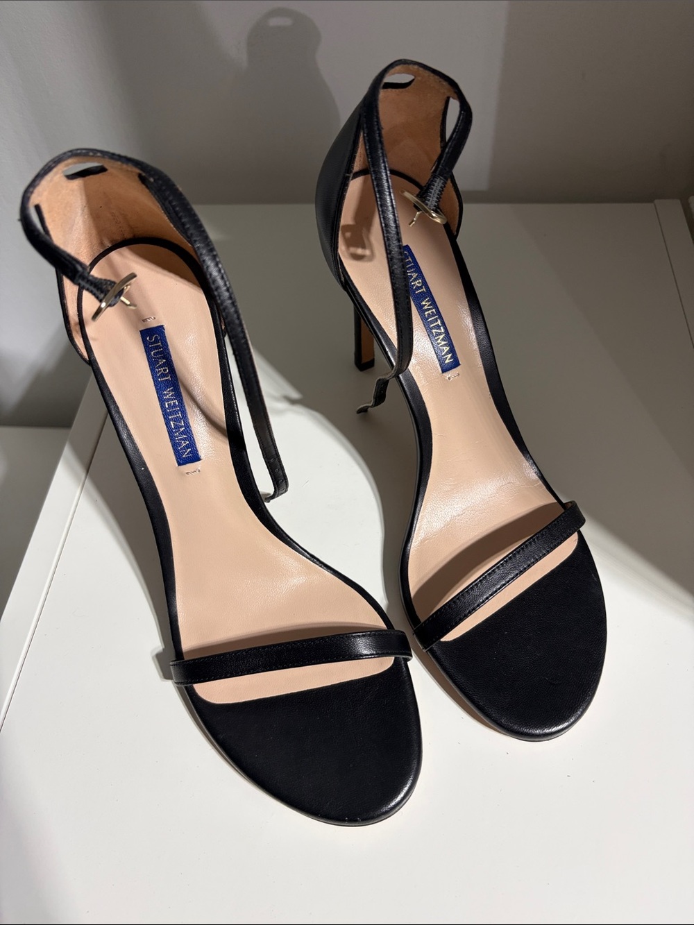 Stuart Weitzman Black Strappy Stiletto Sandals